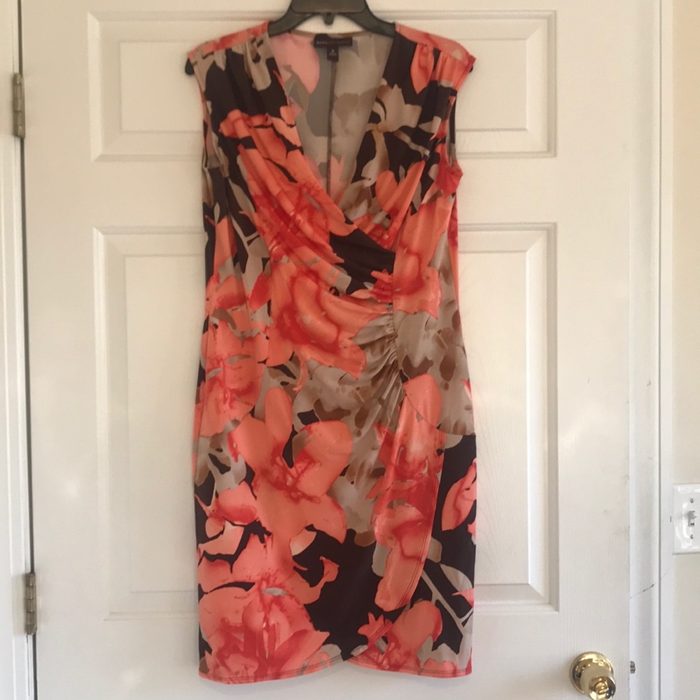 Dana Buchman Floral Dress - Coral and Brown